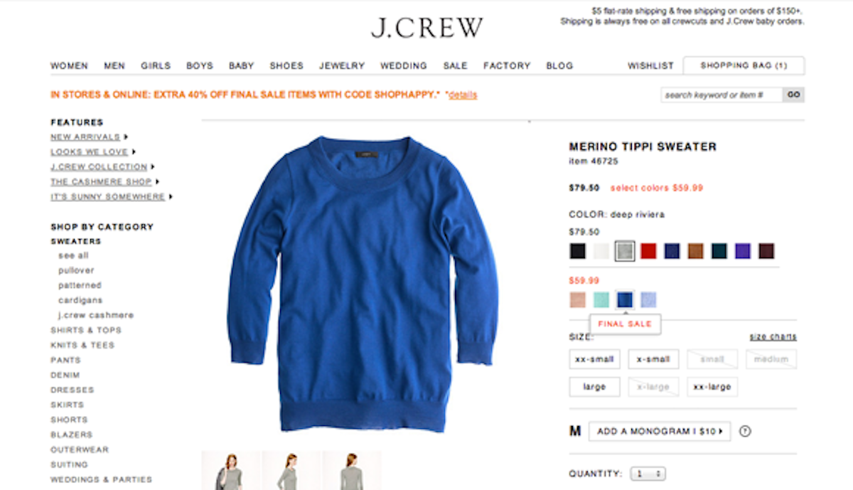 Developed the front end functionality for an overhaul of the J.Crew, J.Crew Factory and Madewell product detail pages.